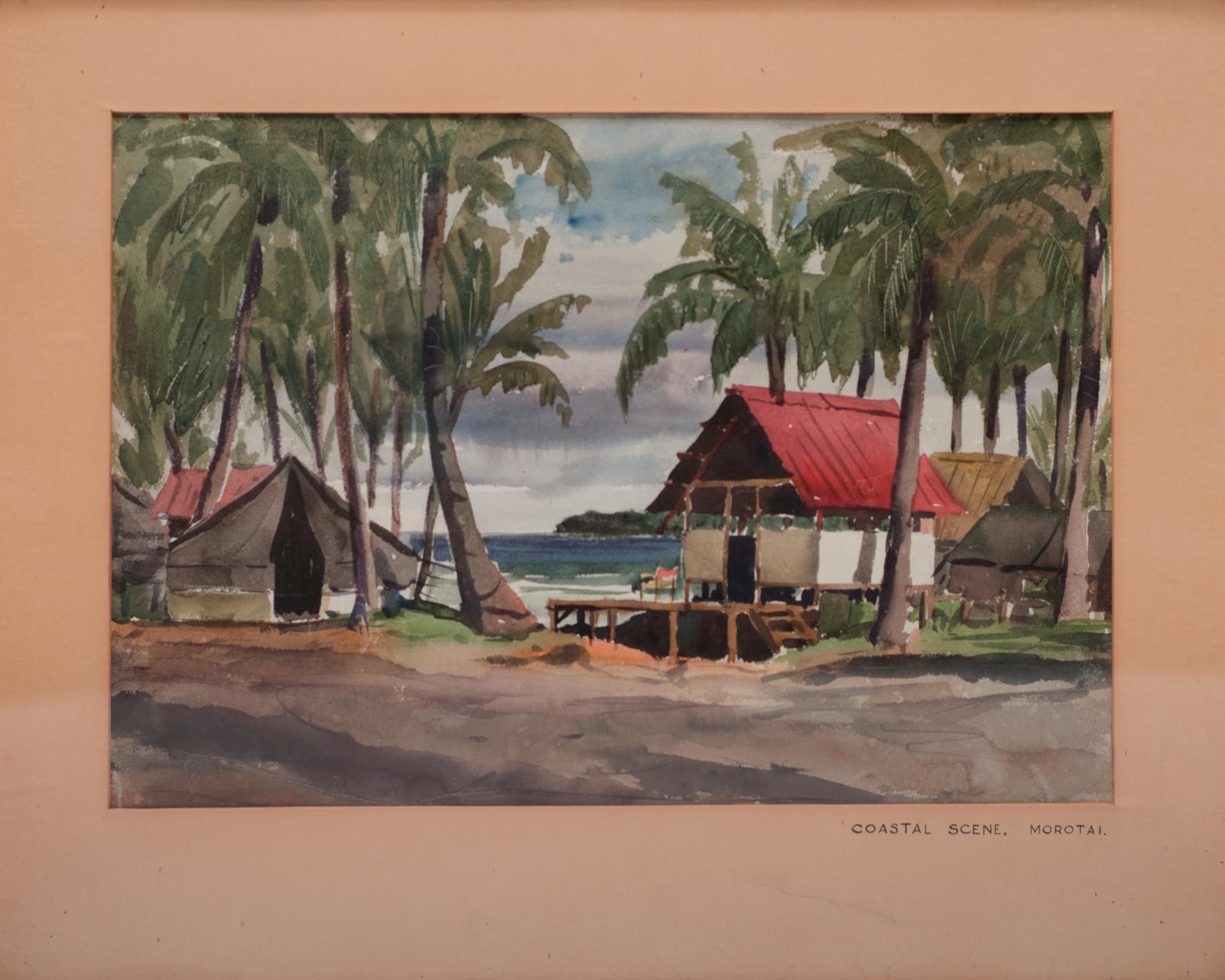 'Coastal Scene, Morotai'. A well-executed watercolour on paper an