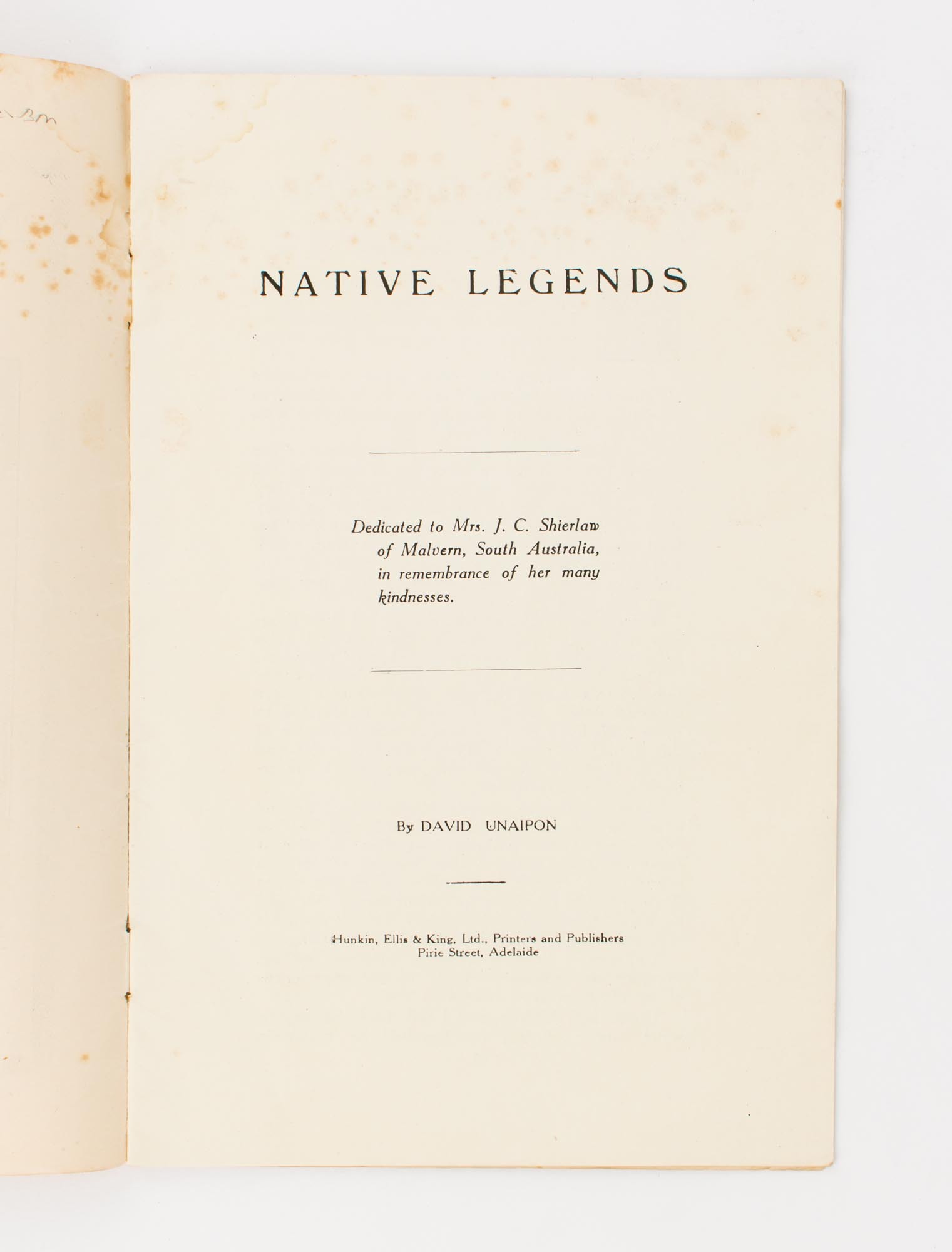 Native Legends | David UNAIPON | First Edition